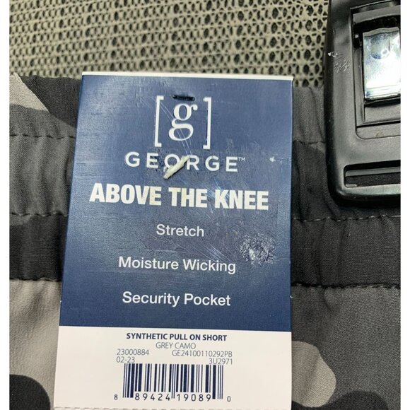 George Mens 2XL (44-46) Grey Camo Pull-On Shorts Moisture Wicking Above Knee - Picture 6 of 8